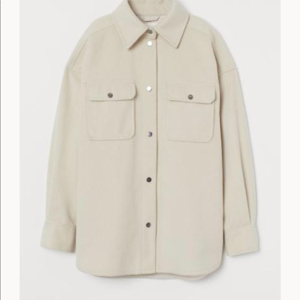 H&M Cream Felted Shirt Jacket Size XS
